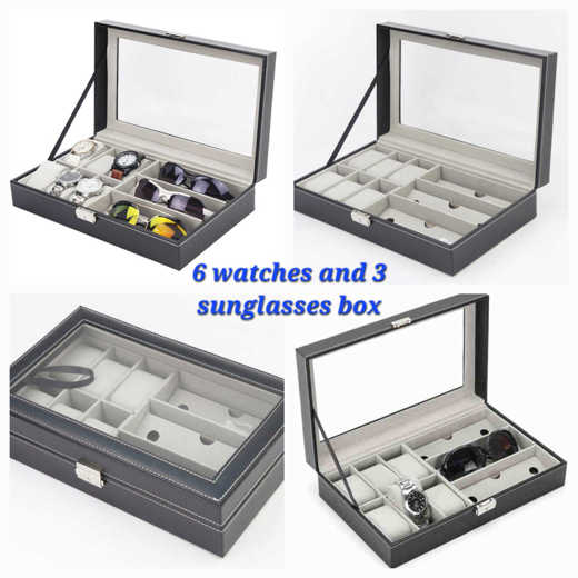 Picture of 6-Slot Watch Box with 3 Slot for Sunglasses